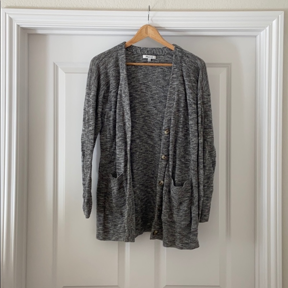 Madewell long grey knit cardigan